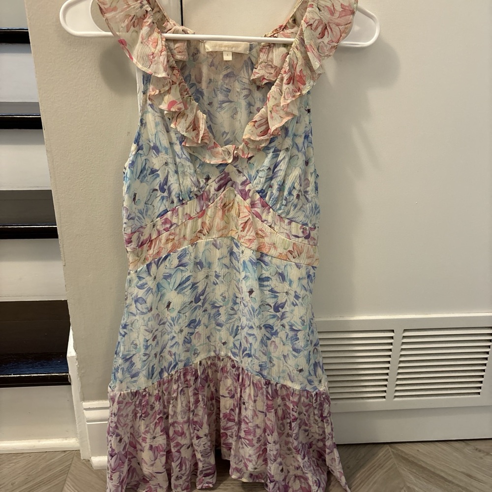 LoveShackFancy blue, pink, & purple silk dress (never worn)